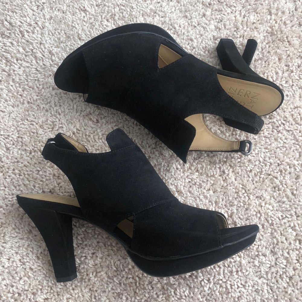 Naturalizer velcro-strap sueded open-toe heel